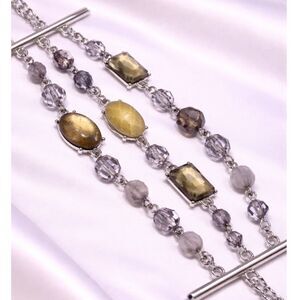 Premier Designs Signed Three Strand Silver Tone Statement Bracelet